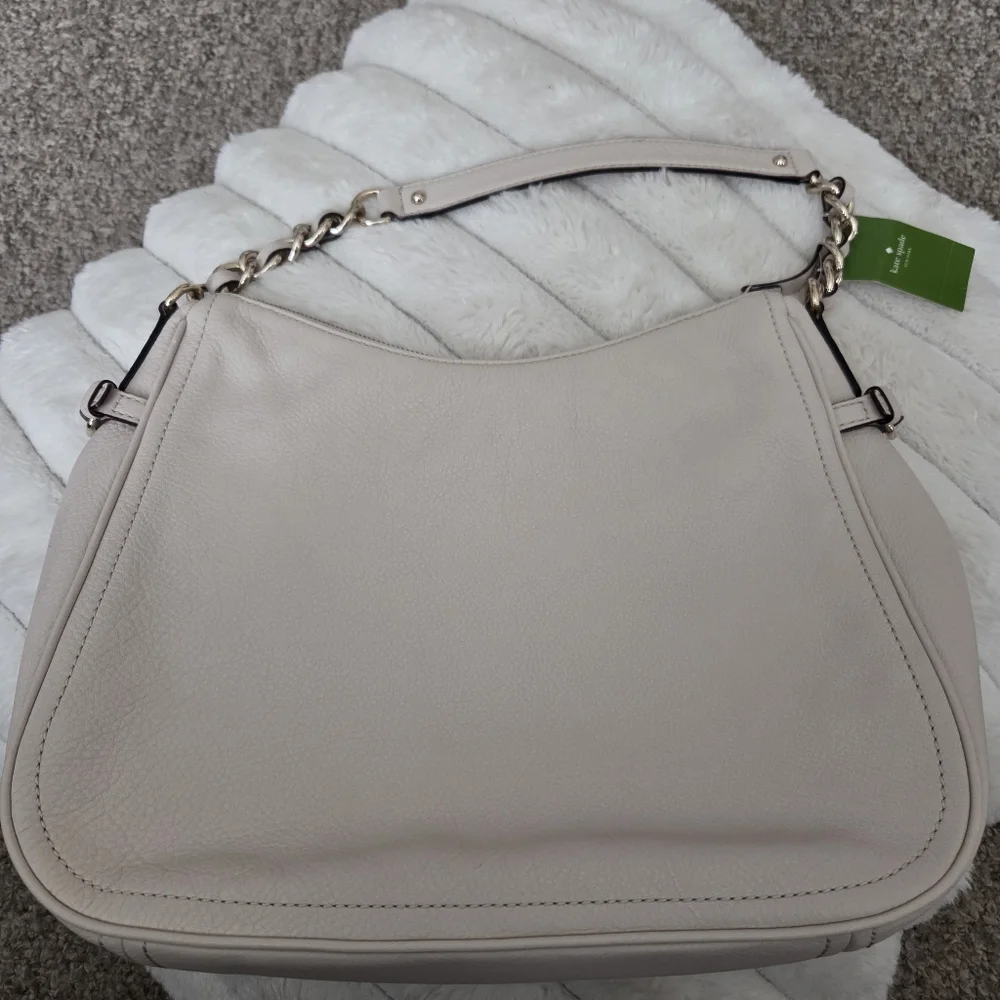 Kate Spade Pine Street‎ Finley Pebbled Leather Cream Handbag Hobo Bag NWT *READ